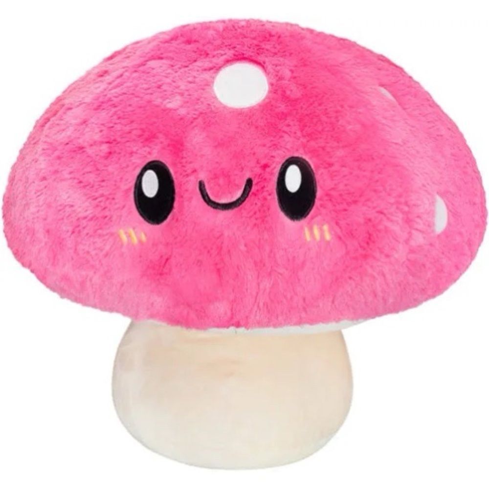Squishable Smiling Mushroom Pink Medium Size 9” Plush Girly Fungi Fairycore Boho